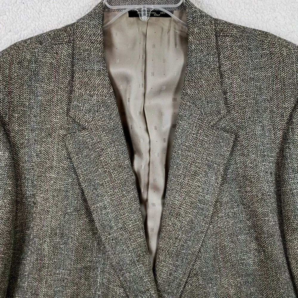 Marcial Mancillas Western Tweed Blazer Mens 48L Gray Wool Silk Herringbone Dance